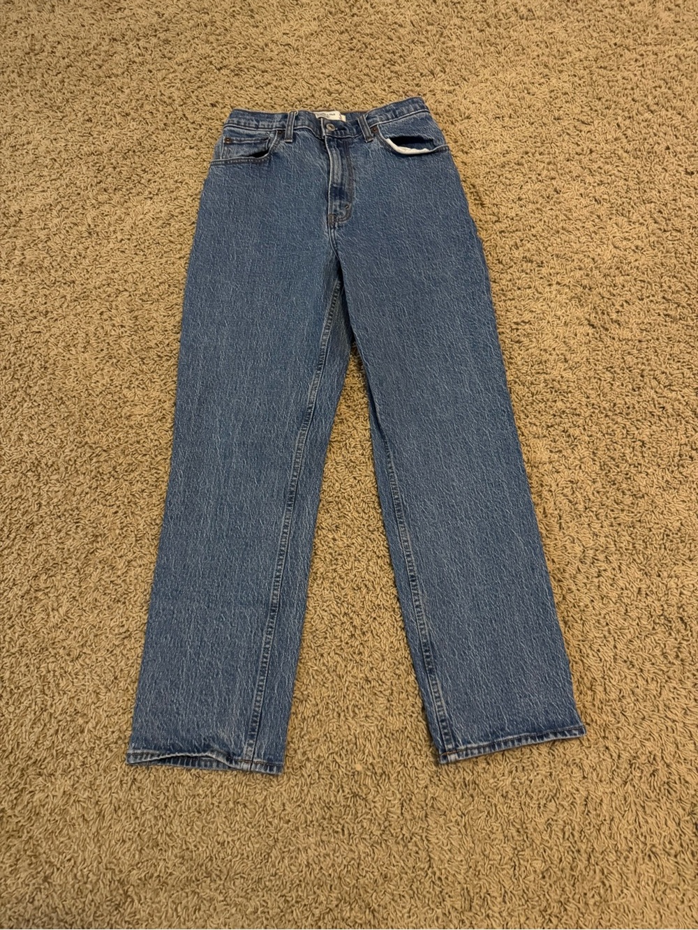 Abercrombie & Fitch Straight Leg Women's Jeans - Blue Denim Curve Love